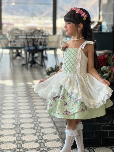 فستان فكتوري - فستان ربيع العيد مع طوق ورد للشعر و...