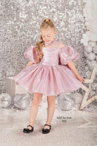 فستان وردي بناتي - فيونكة على العنق