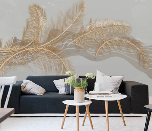 ورق جدران بتصميم الريش مبقاس العرض 5.50 متر × الإر...