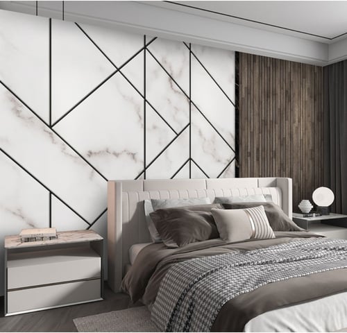 ورق جدران بتصميم الرخام والخشب GWM370004