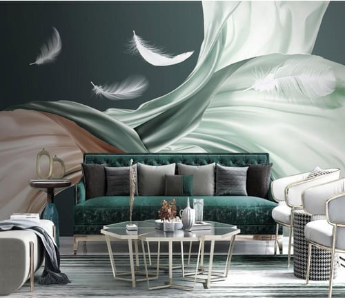 ورق جدران بتصميم الحرير الفاخر البسيط والخفيف بالل...