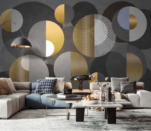 ورق جدران بتصميم هندسي ذهبي TT2403-39153