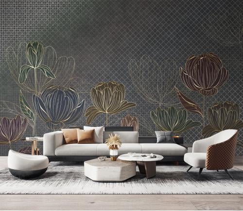 ورق جدران بتصميم نباتات نورديك الخفيفة الفاخرة وال...