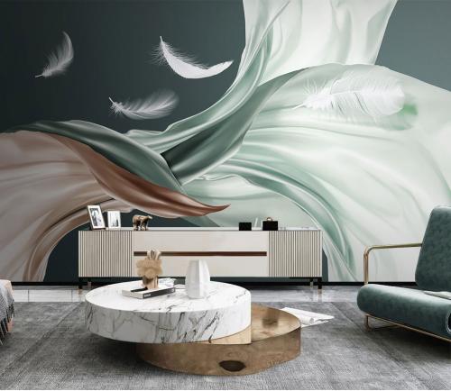 ورق جدران بتصميم الحرير الفاخر البسيط والخفيف بالل...