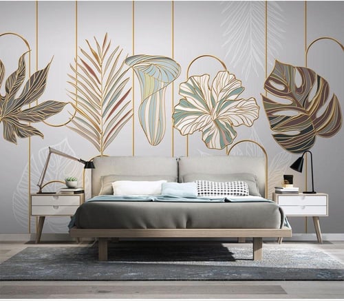 ورق جدران بتصميم الأوراق العتيقة (العرض 5.11 متر ا...