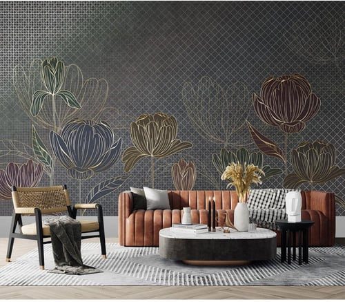 ورق جدران بتصميم نباتات نورديك الخفيفة الفاخرة وال...