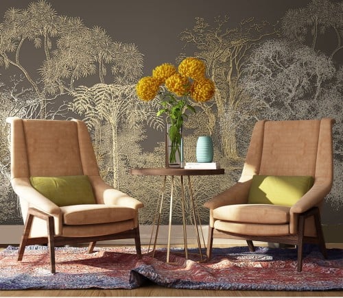 ورق جدران بتصميم الأوراق العتيقة TT2402-4139