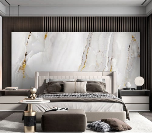 ورق جدران بتصميم الرخام والخشب GWM370041