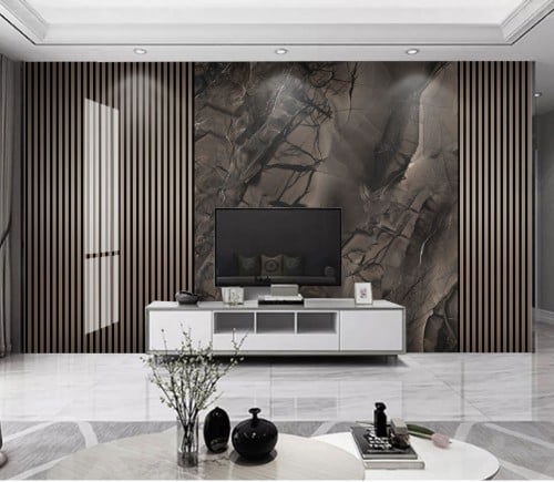 ورق جدران بتصميم الرخام والخشب GWM370049