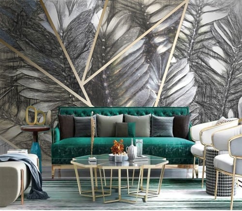 ورق جدران بتصميم الأوراق العتيقة TT2402-1529