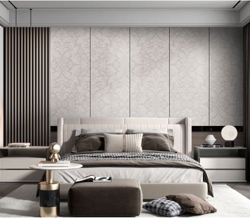 ورق جدران بتصميم الرخام والخشب GWM370028