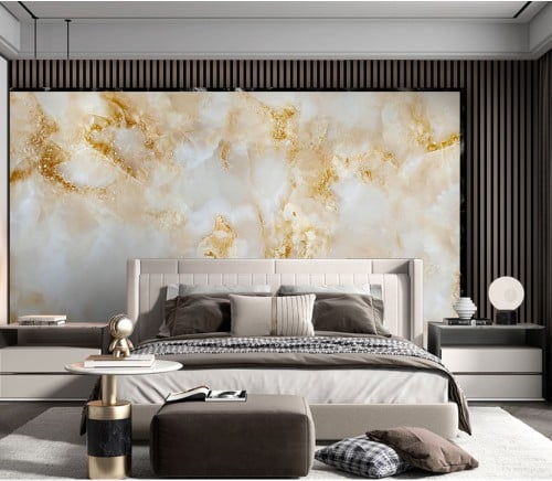 ورق جدران بتصميم الرخام والخشب GWM370032