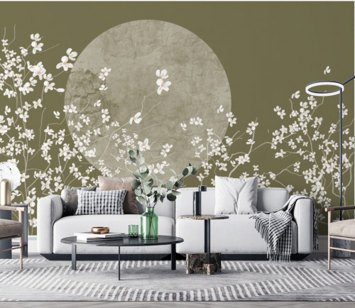 ورق جدران بتصميم زهور القمر GW301123