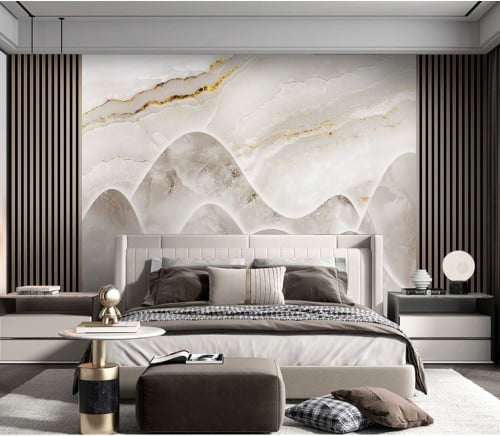 ورق جدران بتصميم الرخام والخشب GWM370031