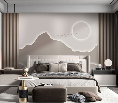 ورق جدران بتصميم الرخام والخشب GWM370011