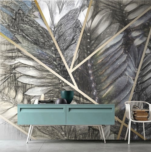 ورق جدران بتصميم الأوراق العتيقة TT2402-1529