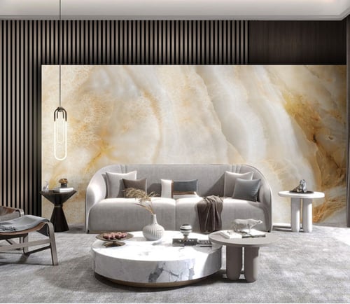 ورق جدران بتصميم الرخام والخشب GWM370039