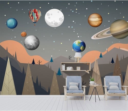 ورق جدران غرف الاطفال بتصميم الفضاء - TT2403-31609