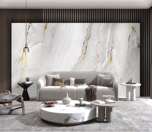 ورق جدران بتصميم الرخام والخشب GWM370041