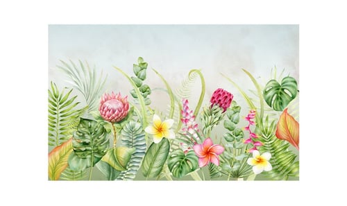 ورق جدران بتصميم نباتات استوائية صغيرة مرسومة يدوي...