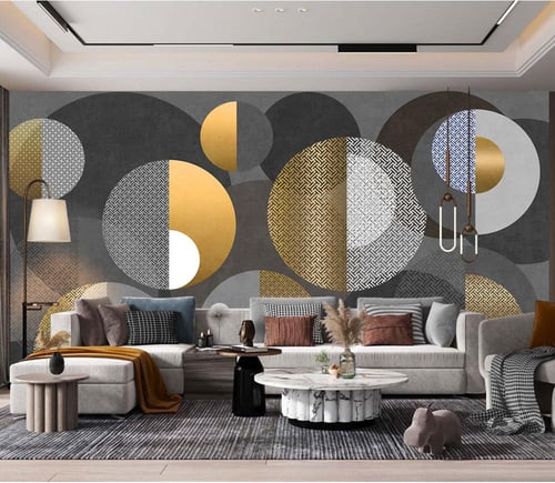 ورق جدران بتصميم هندسي ذهبي TT2403-39153