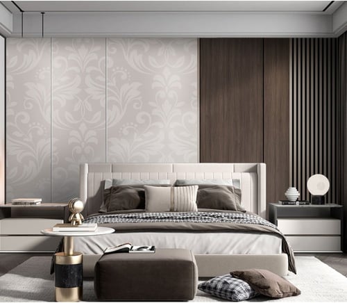 ورق جدران بتصميم الرخام والخشب GWM370016