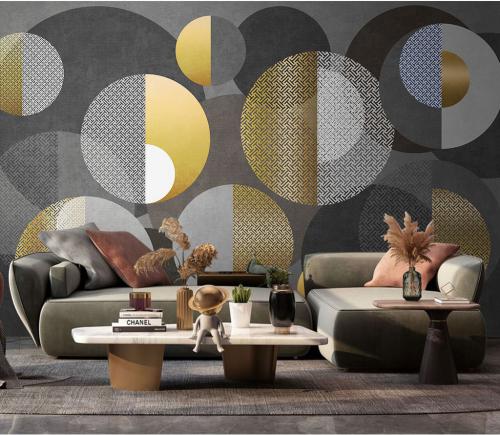 ورق جدران بتصميم هندسي ذهبي TT2403-39153