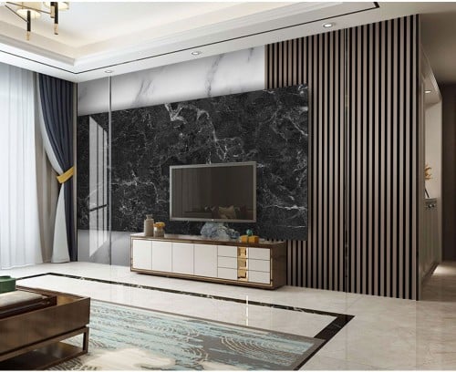 ورق جدران بتصميم الرخام والخشب GWM370057