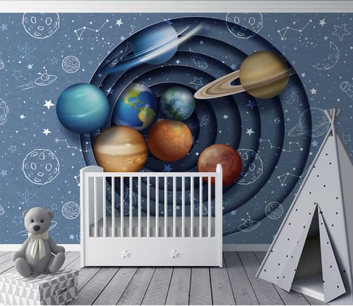 ورق جدران بتصميم النجوم على شكل كوكب ثلاثي الأبعاد...