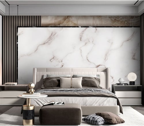 ورق جدران بتصميم الرخام والخشب GWM370038