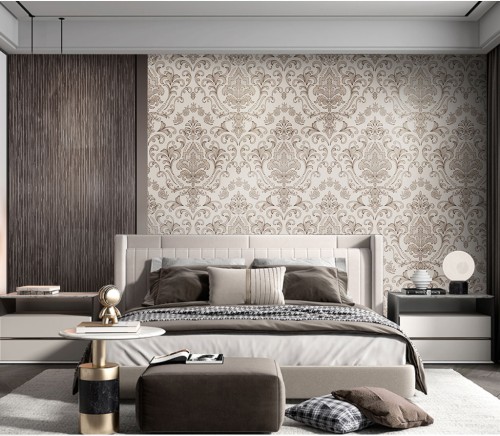 ورق جدران بتصميم الرخام والخشب GWM370005