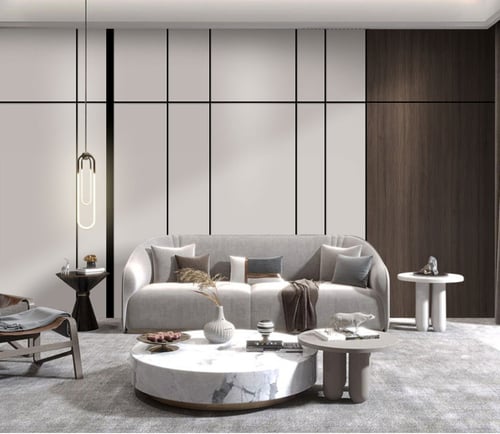 ورق جدران بتصميم الرخام والخشب GWM370020