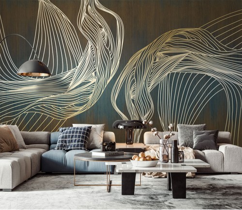 ورق جدران بتصميم بخط تجريدي حديث TT2403-39145