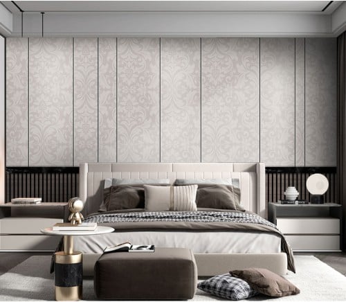 ورق جدران بتصميم الرخام والخشب GWM370024