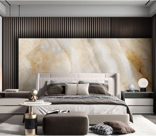 ورق جدران بتصميم الرخام والخشب GWM370039