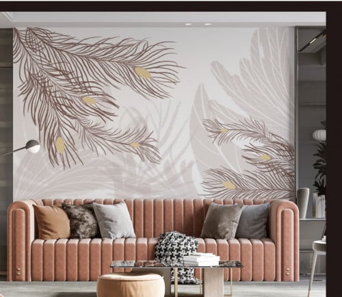 ورق جدران بتصميم الريش GW301046