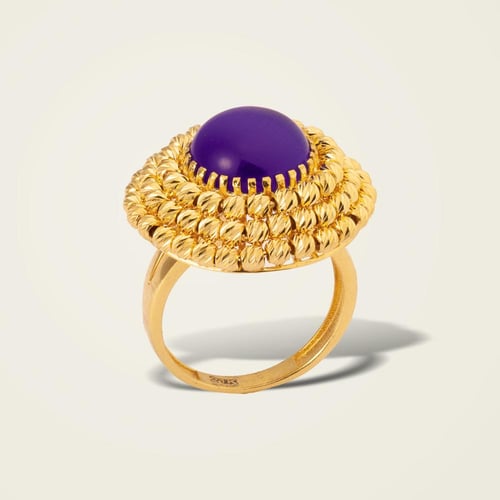 خاتم ذهب عيار 21 بتصميم الزهرة البارزة