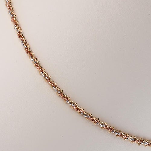 عقد ذهب إيطالي متعدد الألوان عيار 18 بريق دائم