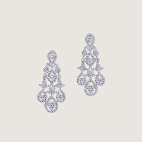 طقم ذهب أبيض عيار 18مرصع بالزركون بتصميم إيطالي فا...