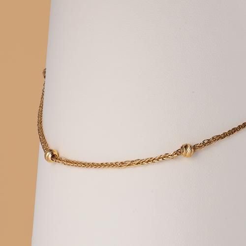عقد ذهب إيطالي بكرات ناعمة عيار 18 أسلوب راقي