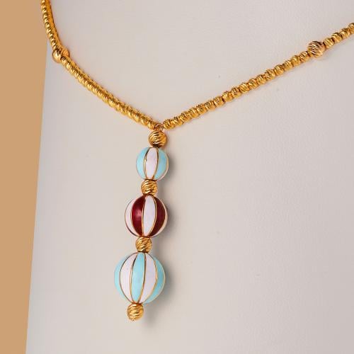 عقد ذهب دوريكا ملون عيار 21 تصميم فاخر وعصري