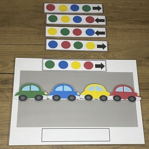 نشاط ترتيب السيارات حسب اللون و الاتجاه