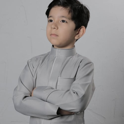 ثوب أطفال سميراميس مع تطريز - رمادي