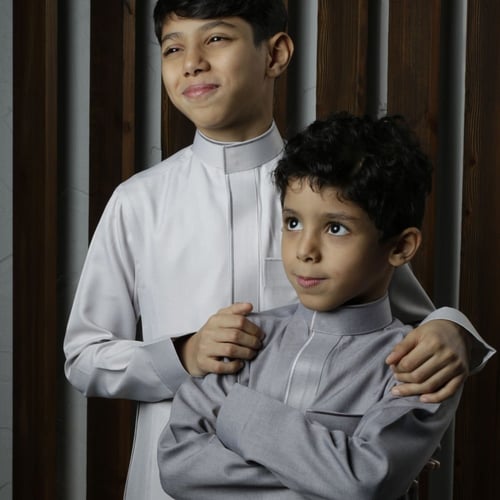 ثوب أطفال سميراميس مع تطريز - رمادي فاتح