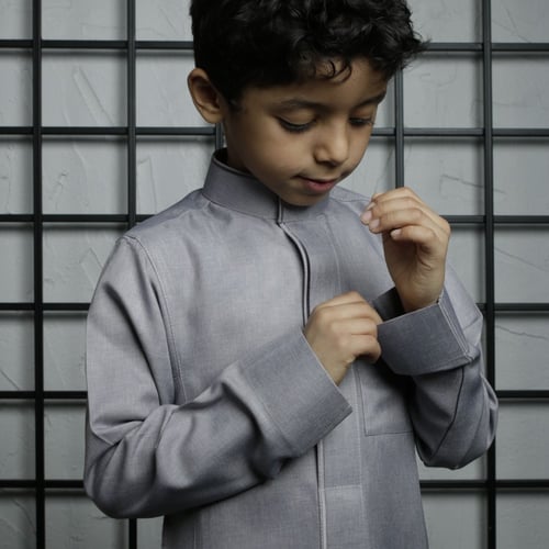 ثوب أطفال سميراميس مع تطريز - رمادي غامق