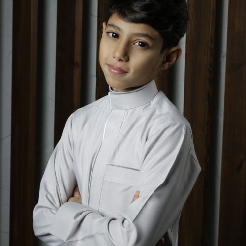 ثوب أطفال سميراميس مع تطريز - رمادي فاتح