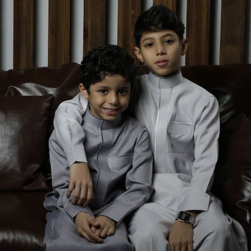 ثوب أطفال سميراميس مع تطريز - رمادي غامق