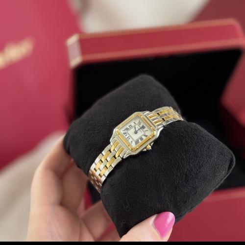 ساعة كارتييه مكس فضي مع ذهبي