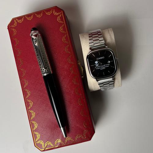طقم ساعة كاسيو وقلم كارتير