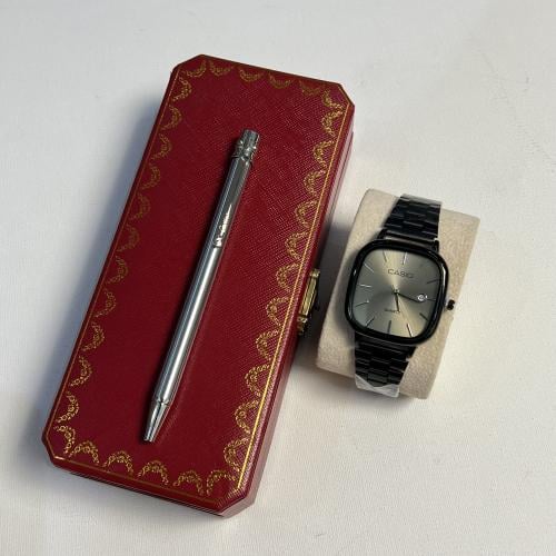 طقم ساعة كاسيو وقلم كارتير